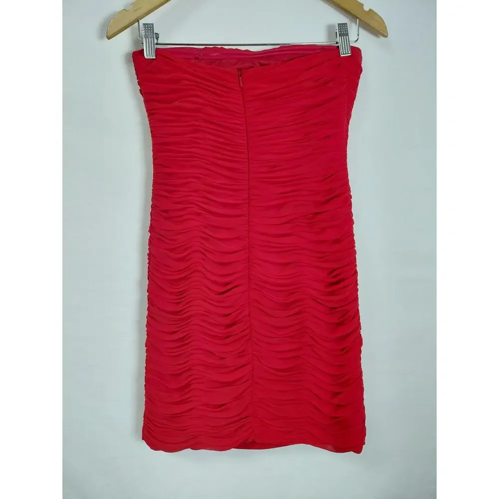 Cache Acetate Blend Red Sheath Short Lined Dress Women Size 2